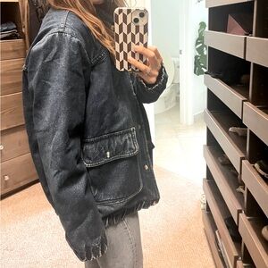 VINTAGE 1980s DENIM REWORKED BOMBER JACKET - S/M